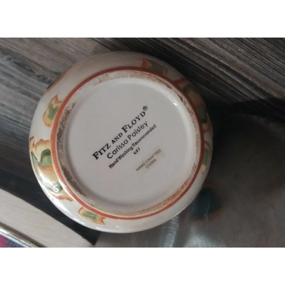 NWOB Fitz & Floyd Jar w/lid porcelain Carissa Paisley Container multicolor 5.5